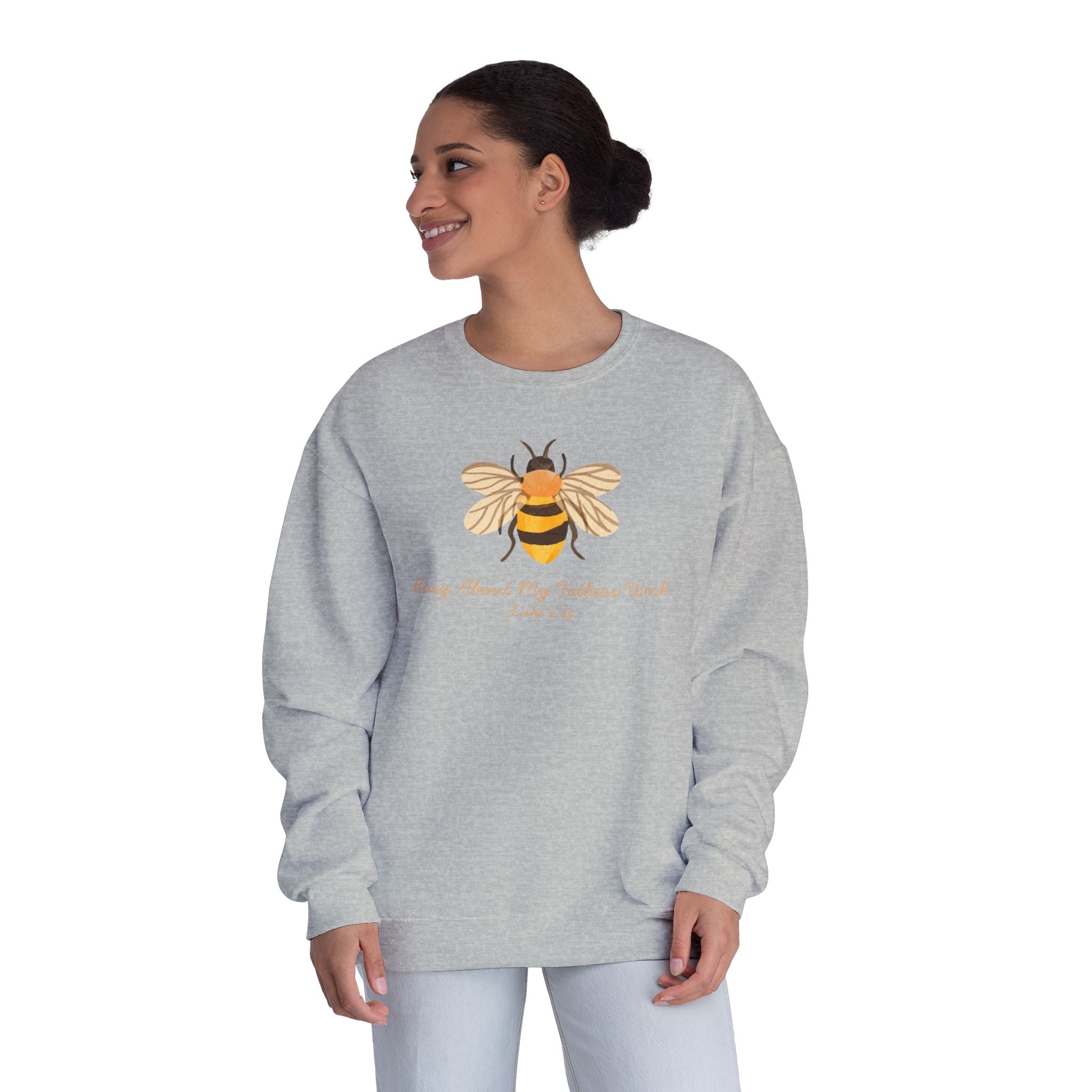 Busy About My Father’s Work Shirt, Christian Bee Sweatshirt, Luke 2:49 Faith Shirt, Christian Women’s Sweatshirt