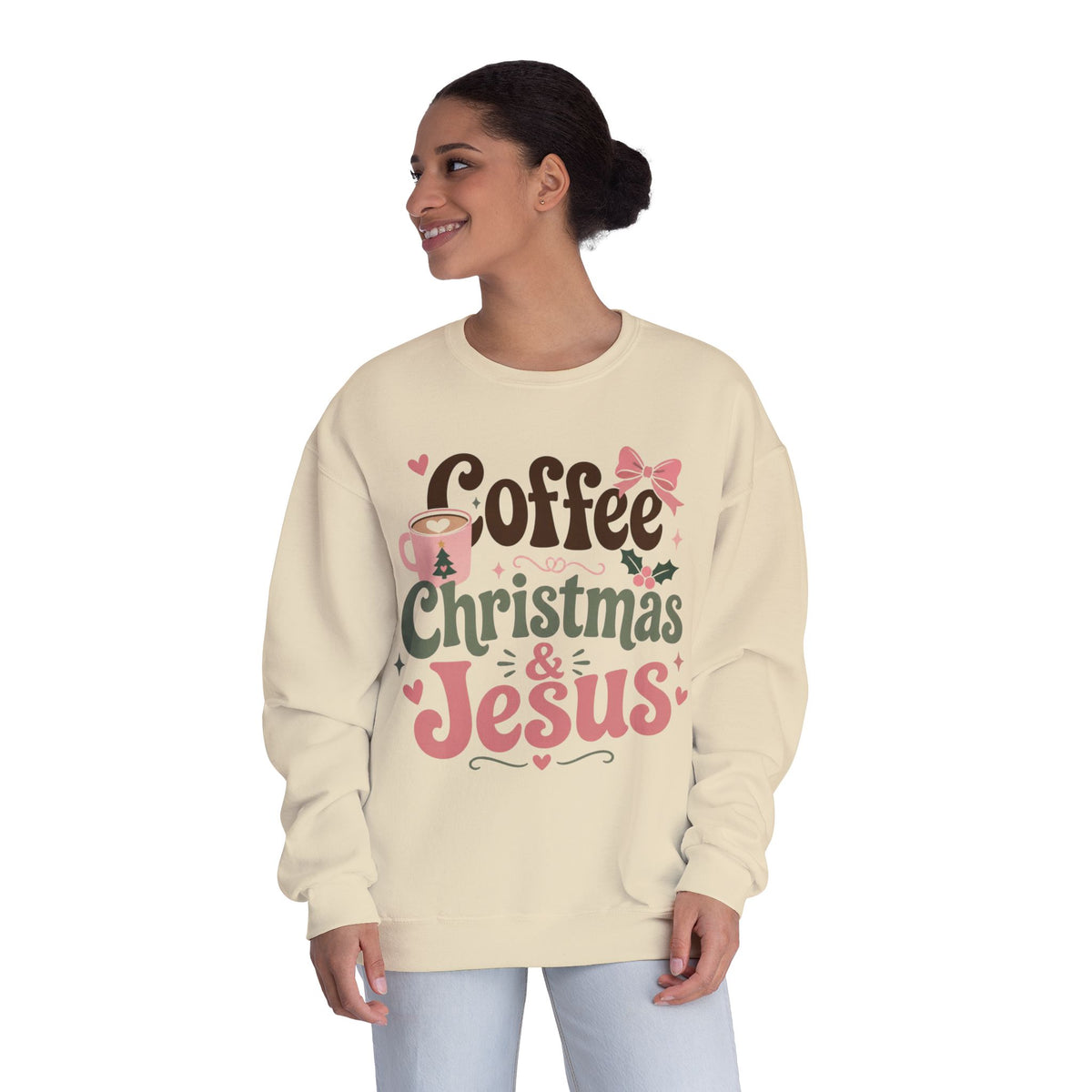 Coffee, Christmas & Jesus Sweatshirt | Christmas Sweatshirt | Christian Christmas Sweatshirt | Cozy Holiday Pullover