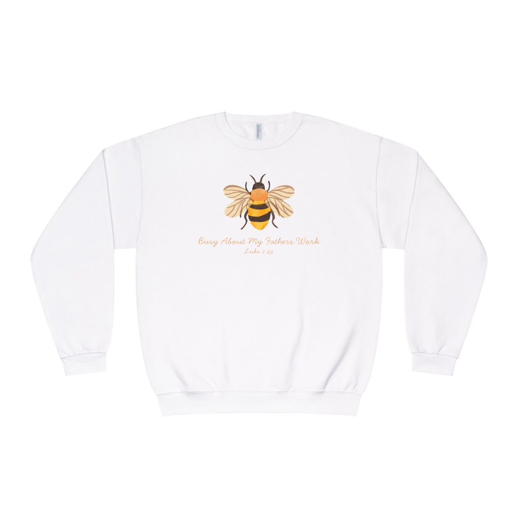 Busy About My Father’s Work Shirt, Christian Bee Sweatshirt, Luke 2:49 Faith Shirt, Christian Women’s Sweatshirt