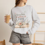 Teacher Sweatshirt, Teacher Coffee Jesus Crewneck, Christian Teacher Gift, Teacher Appreciation Shirt