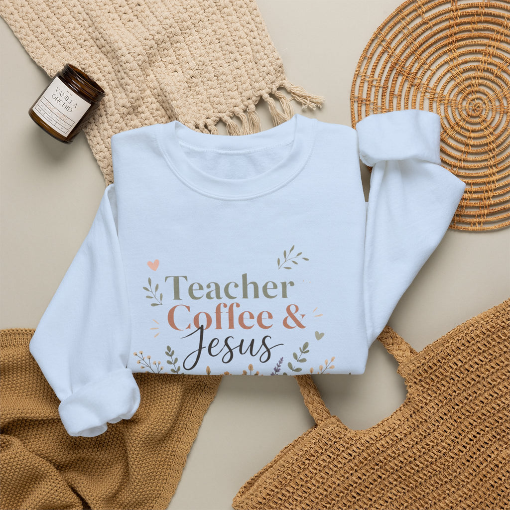 Teacher Sweatshirt, Teacher Coffee Jesus Crewneck, Christian Teacher Gift, Teacher Appreciation Shirt