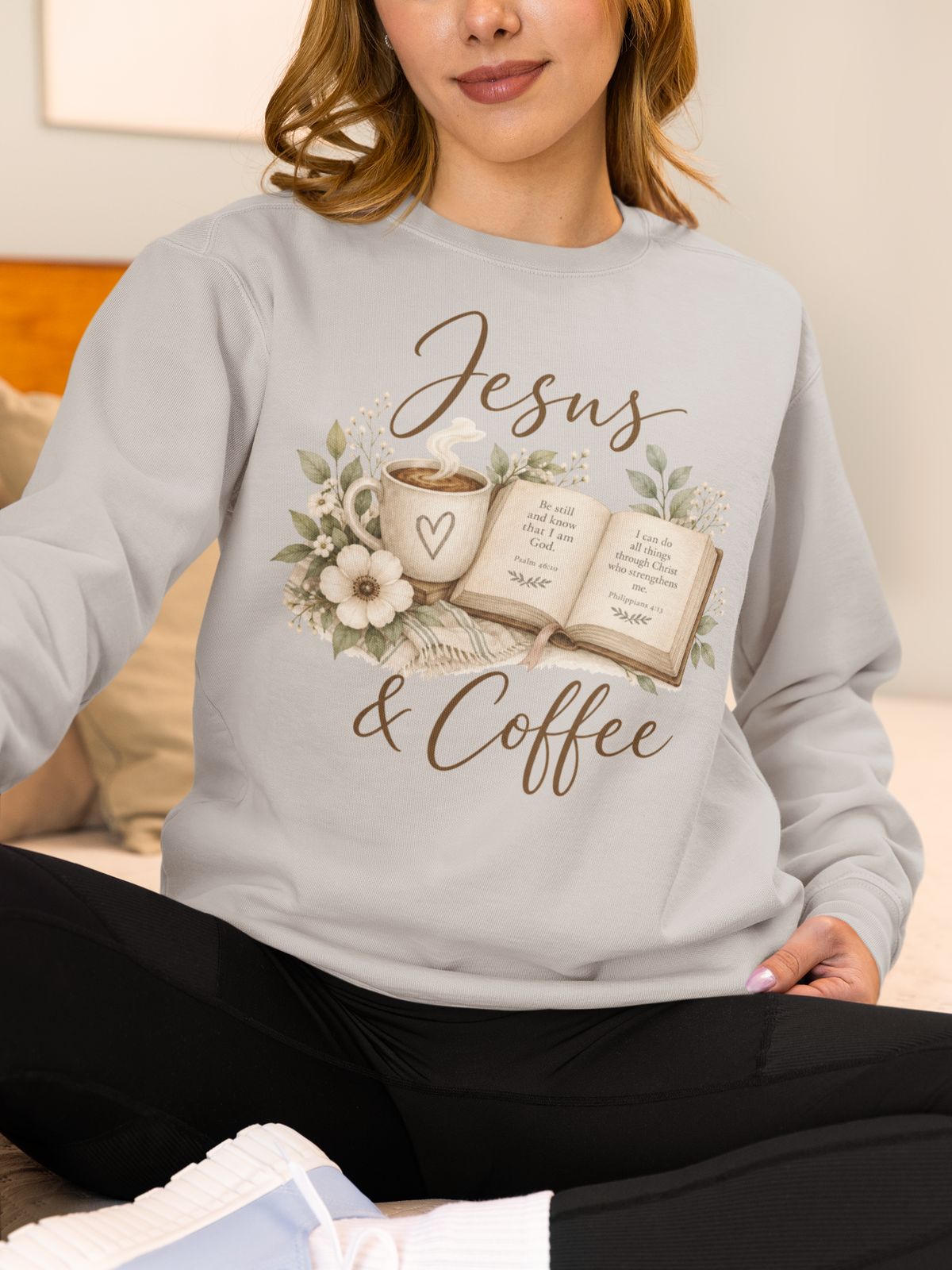 Jesus + Coffee Sweatshirt, Christian Crewneck, Faith Based Pullover