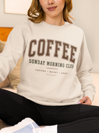 Sunday Morning Club Shirt, Coffee & Quiet Cozy Sweatshirt, Women’s Coffee Graphic Shirt, Cozy Weekend Shirt