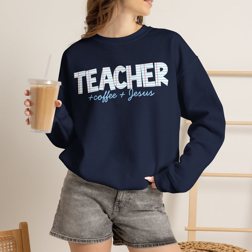 Teacher Sweatshirt, Teacher Coffee Jesus Crewneck, Christian Teacher Gift, Teacher Appreciation Shirt