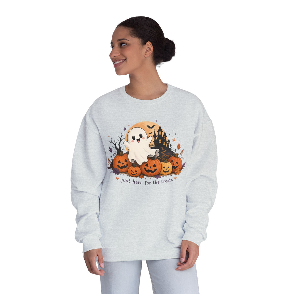 Just Here for the Treats Sweatshirt, Halloween Ghost Sweatshirt, Cute Halloween Shirt, Pumpkin Sweatshirt, Spooky Season Gift