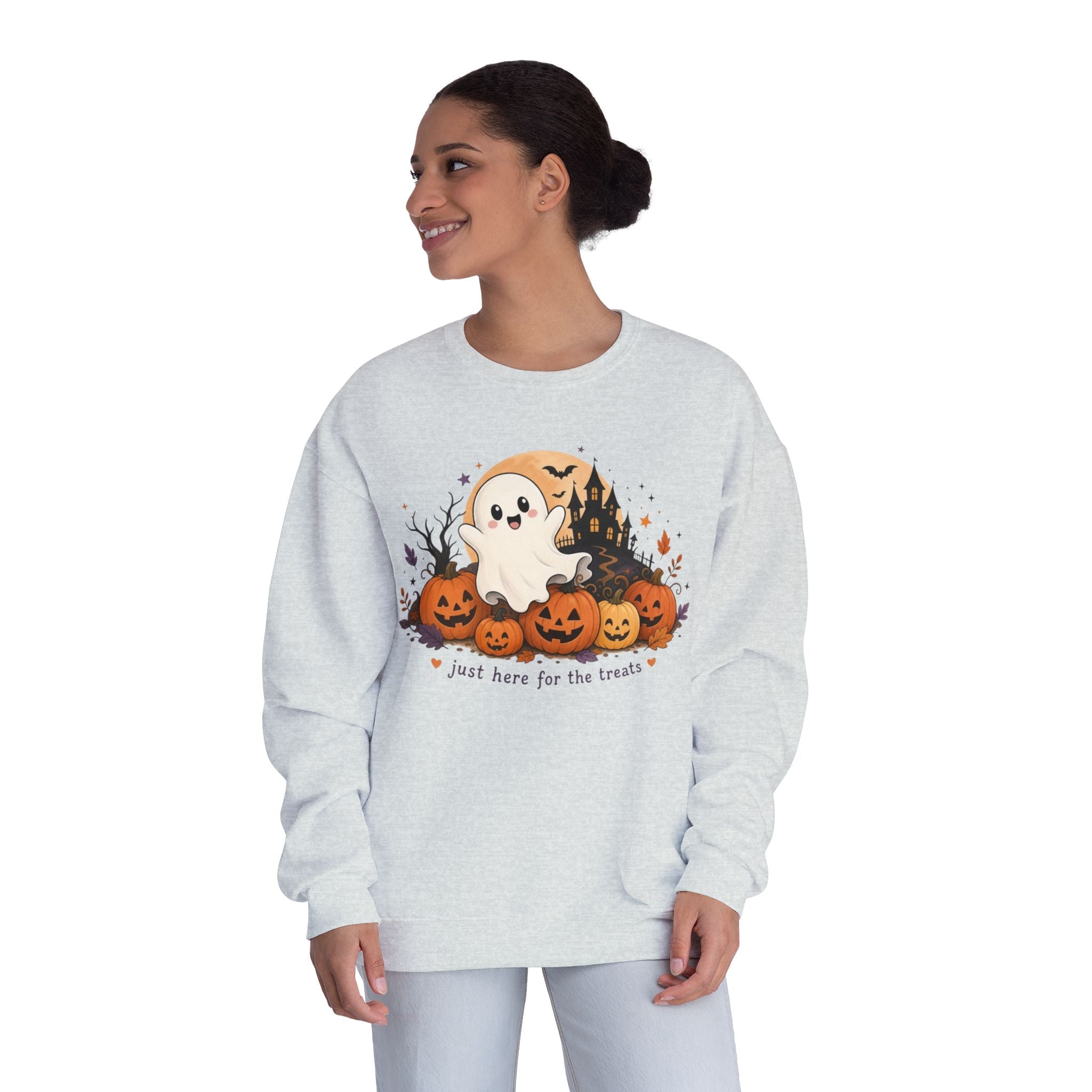 Just Here for the Treats Sweatshirt, Halloween Ghost Sweatshirt, Cute Halloween Shirt, Pumpkin Sweatshirt, Spooky Season Gift