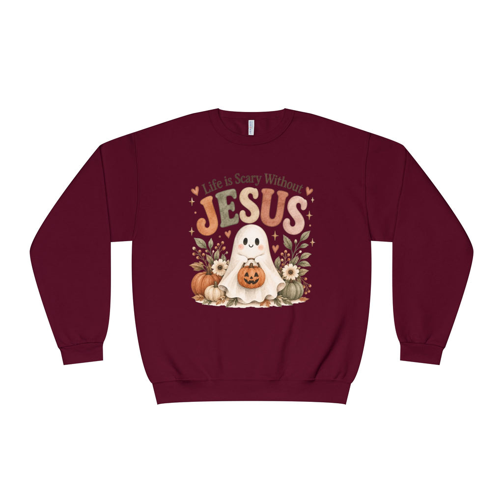 Christian Halloween Sweatshirt, Life Without Jesus Is Scary, Halloween Crewneck, Faith Based Fall Shirt