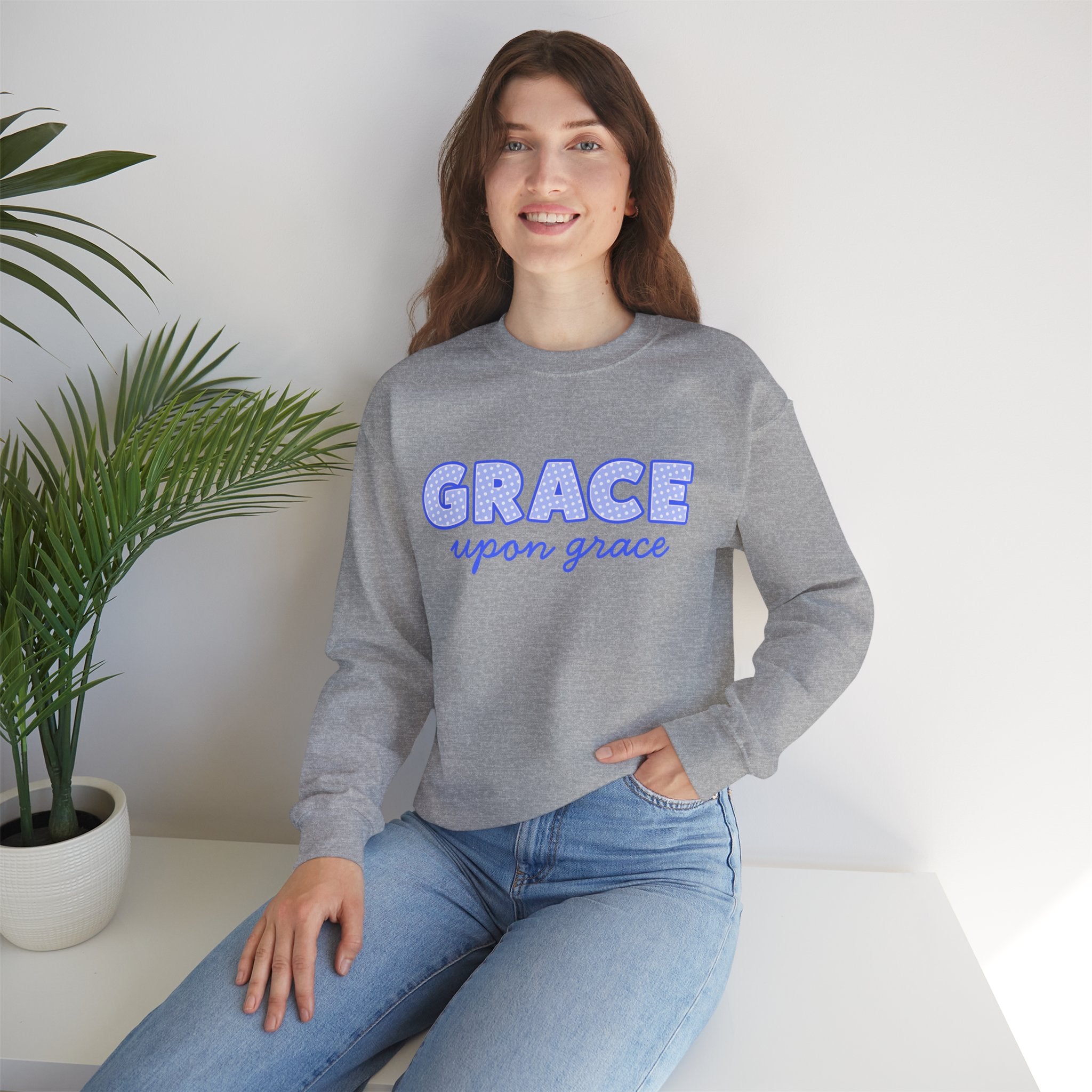 Christian Grace Sweatshirt, Grace Upon Grace Crewneck, Faith Based Sweatshirt, Christian Clothing, Religious Gift, Bible Inspired Pullover