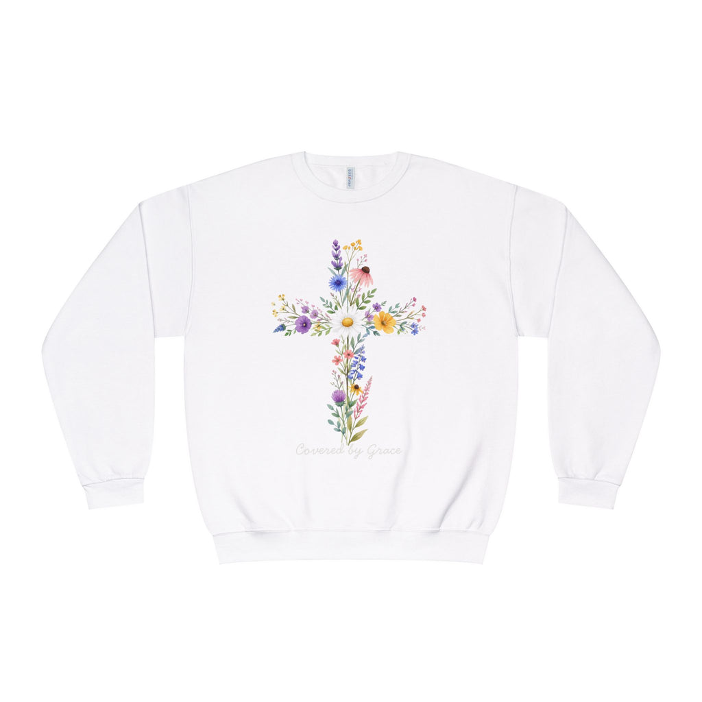 Covered by Grace Shirt, Christian Floral Shirt, Faith Based Shirt, Christian Women’s Gift, Cross Shirt, Inspirational Christian Shirt