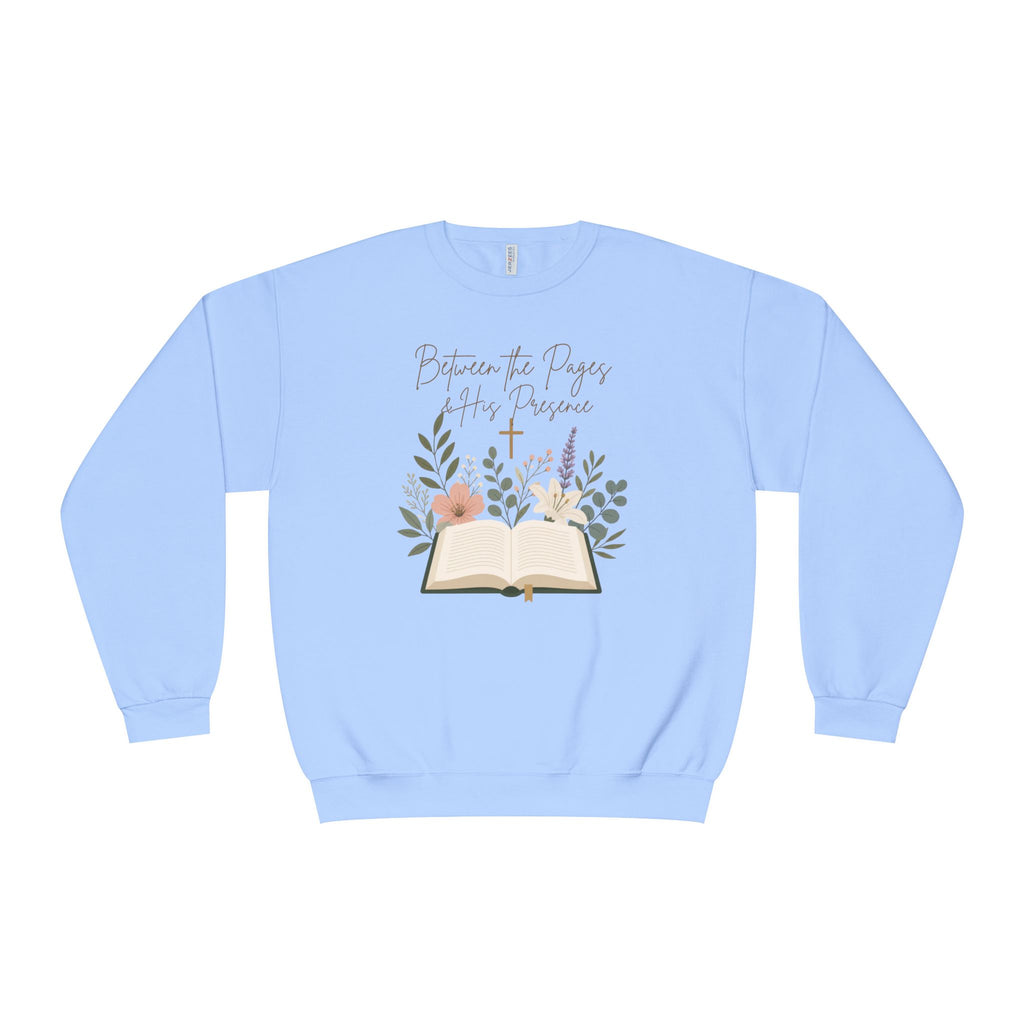 Between the Pages & His Presence Shirt, Christian Book Lover Sweatshirt, Bible Study Shirt, Faith Shirt for Women