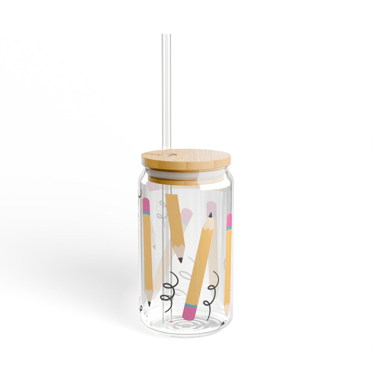 Cute Pencil Glass Tumbler | Teacher Gift | School Tumbler | Student Gift | Back to School Drink-ware Glass, 16oz