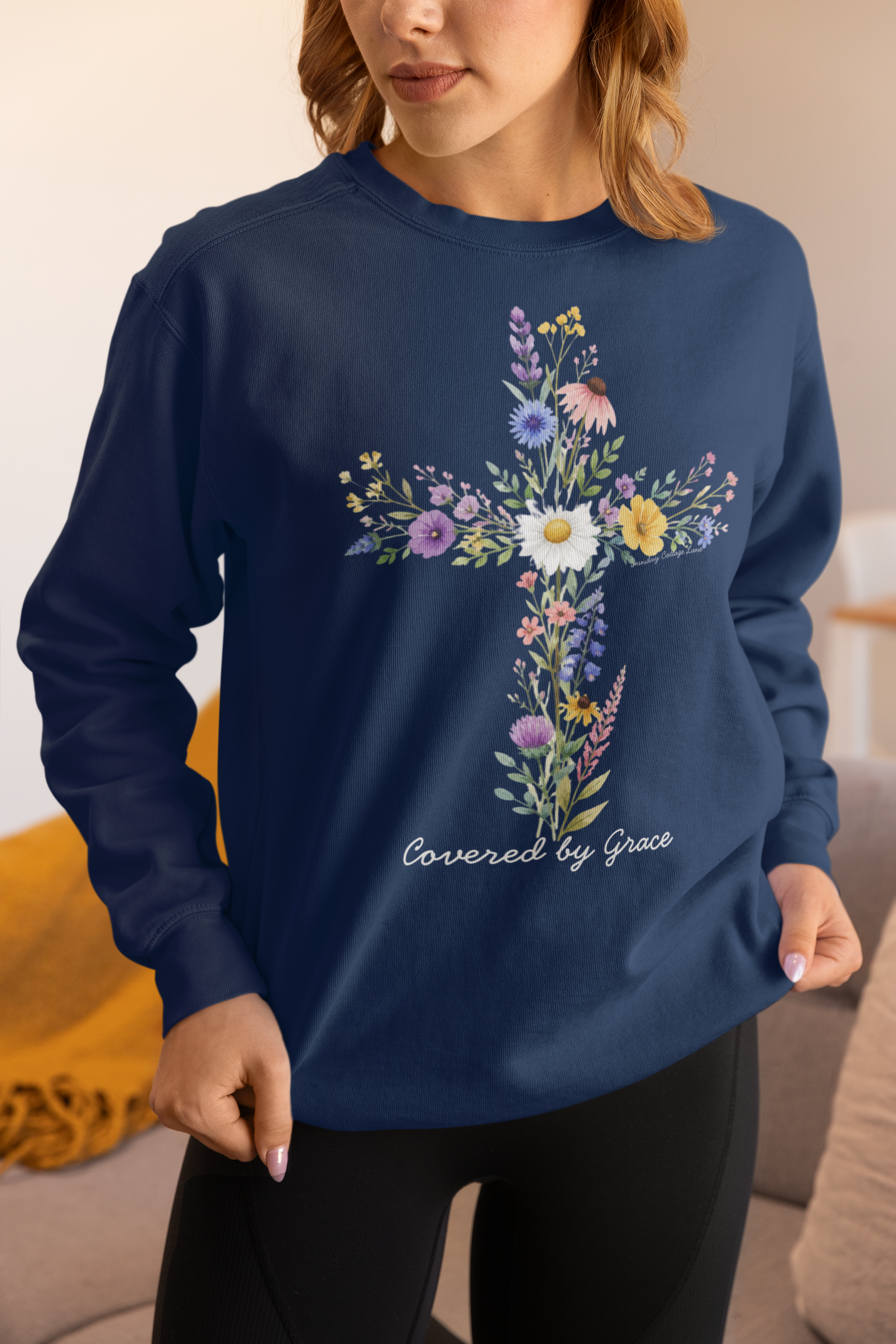Covered by Grace Shirt, Christian Floral Shirt, Faith Based Shirt, Christian Women’s Gift, Cross Shirt, Inspirational Christian Shirt