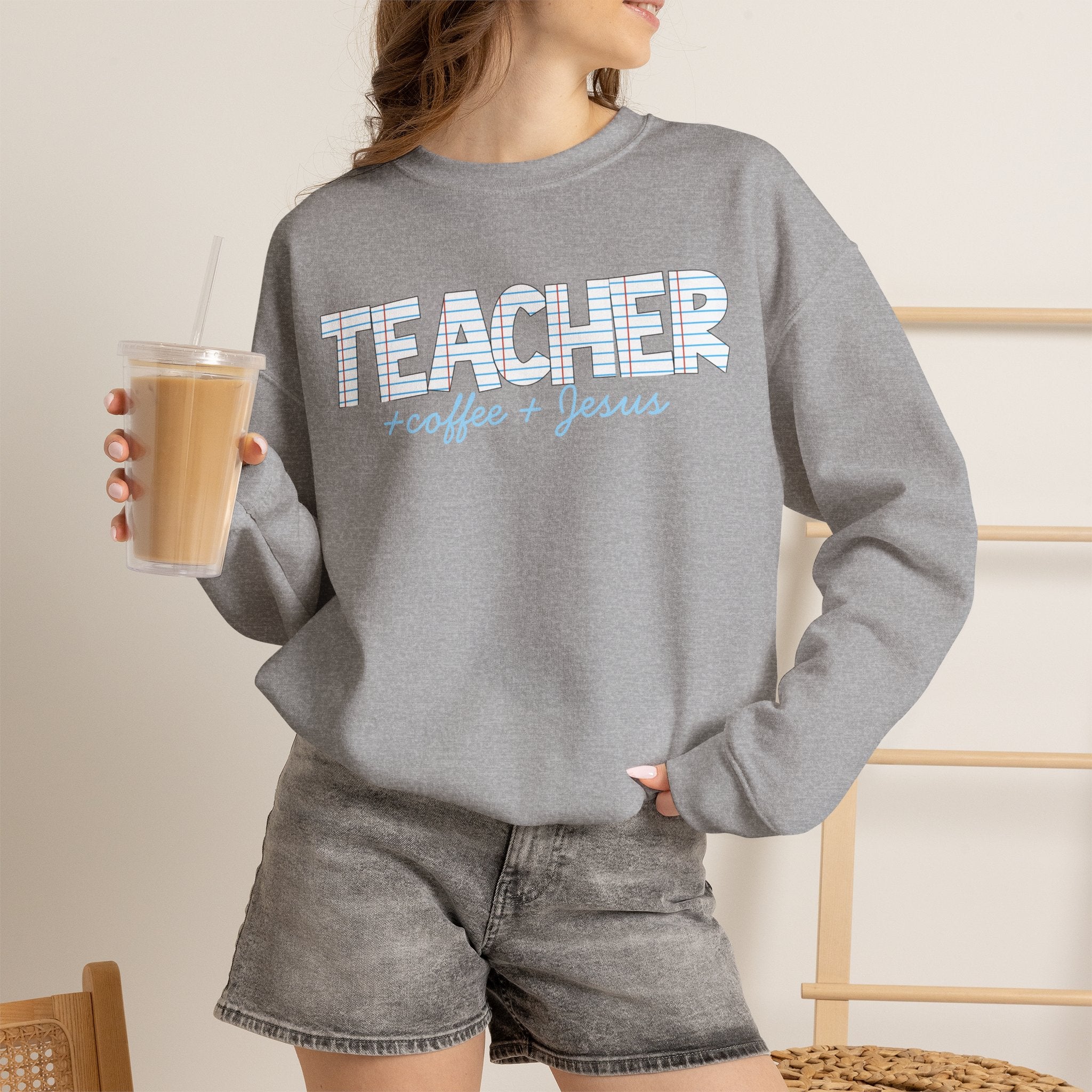 Teacher Sweatshirt, Teacher Coffee Jesus Crewneck, Christian Teacher Gift, Teacher Appreciation Shirt
