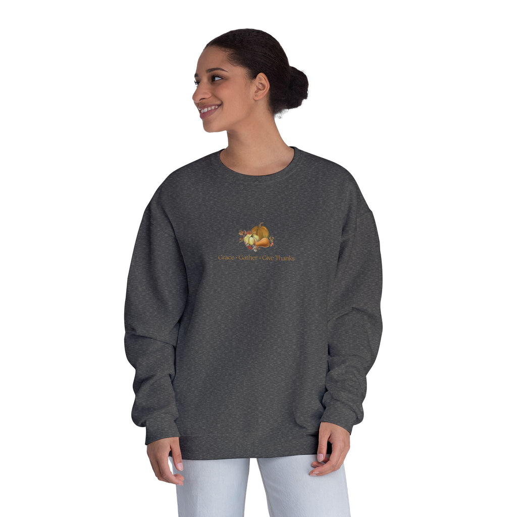 Grace Gather Give Thanks Shirt, Christian Thanksgiving Sweatshirt, Fall Faith Sweatshirt, Women’s Thanksgiving Shirt