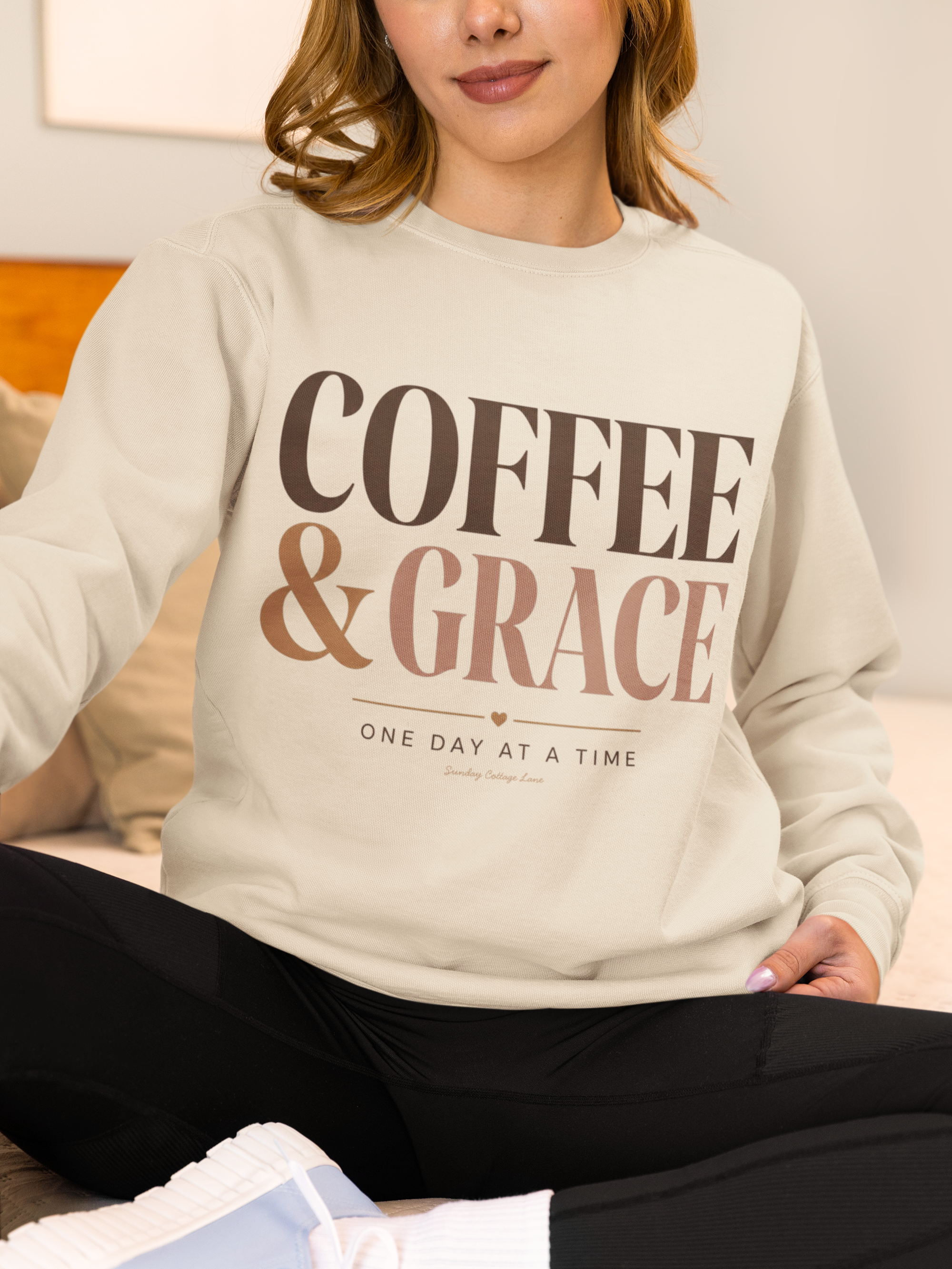 Coffee & Grace Shirt, Christian Coffee Sweatshirt, Faith Shirt for Women, Christian Graphic Shirt