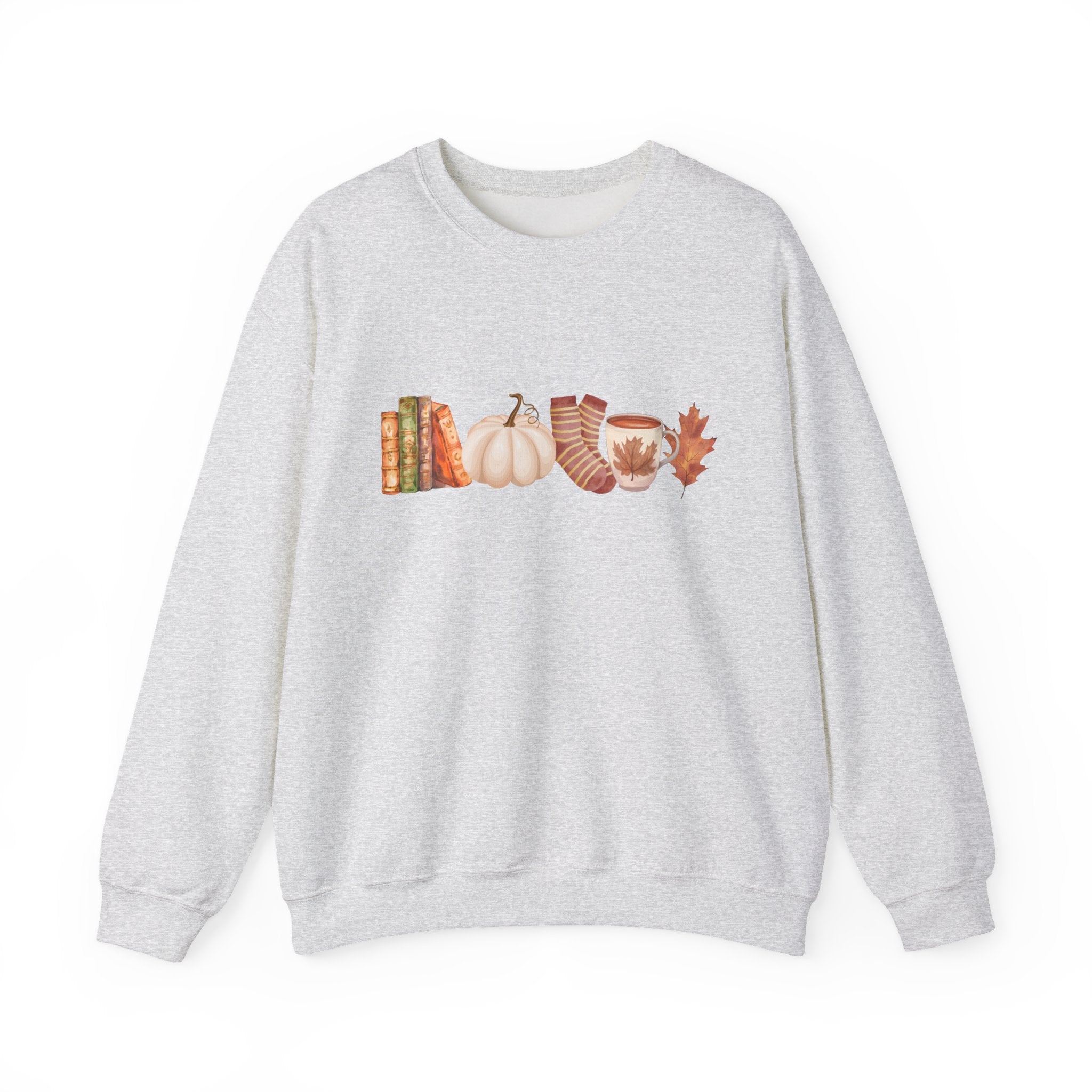 Fall Icons Sweatshirt, Cozy Autumn Crewneck, Pumpkin Coffee Sweatshirt, Fall Books Pullover, Cottagecore Fall Clothing
