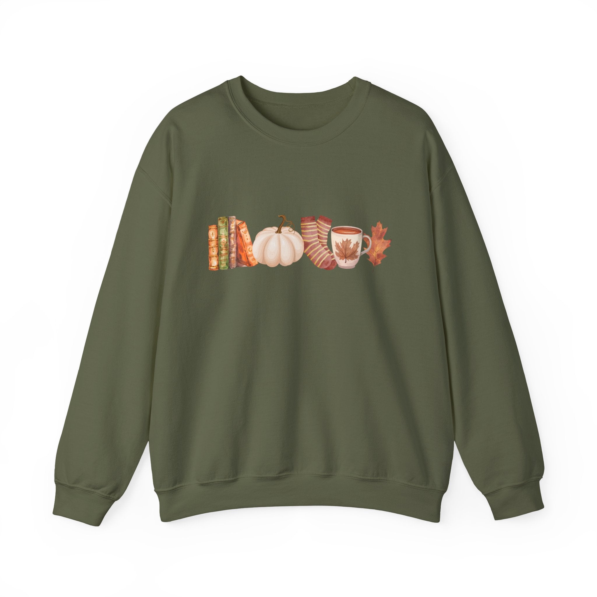 Fall Icons Sweatshirt, Cozy Autumn Crewneck, Pumpkin Coffee Sweatshirt, Fall Books Pullover, Cottagecore Fall Clothing