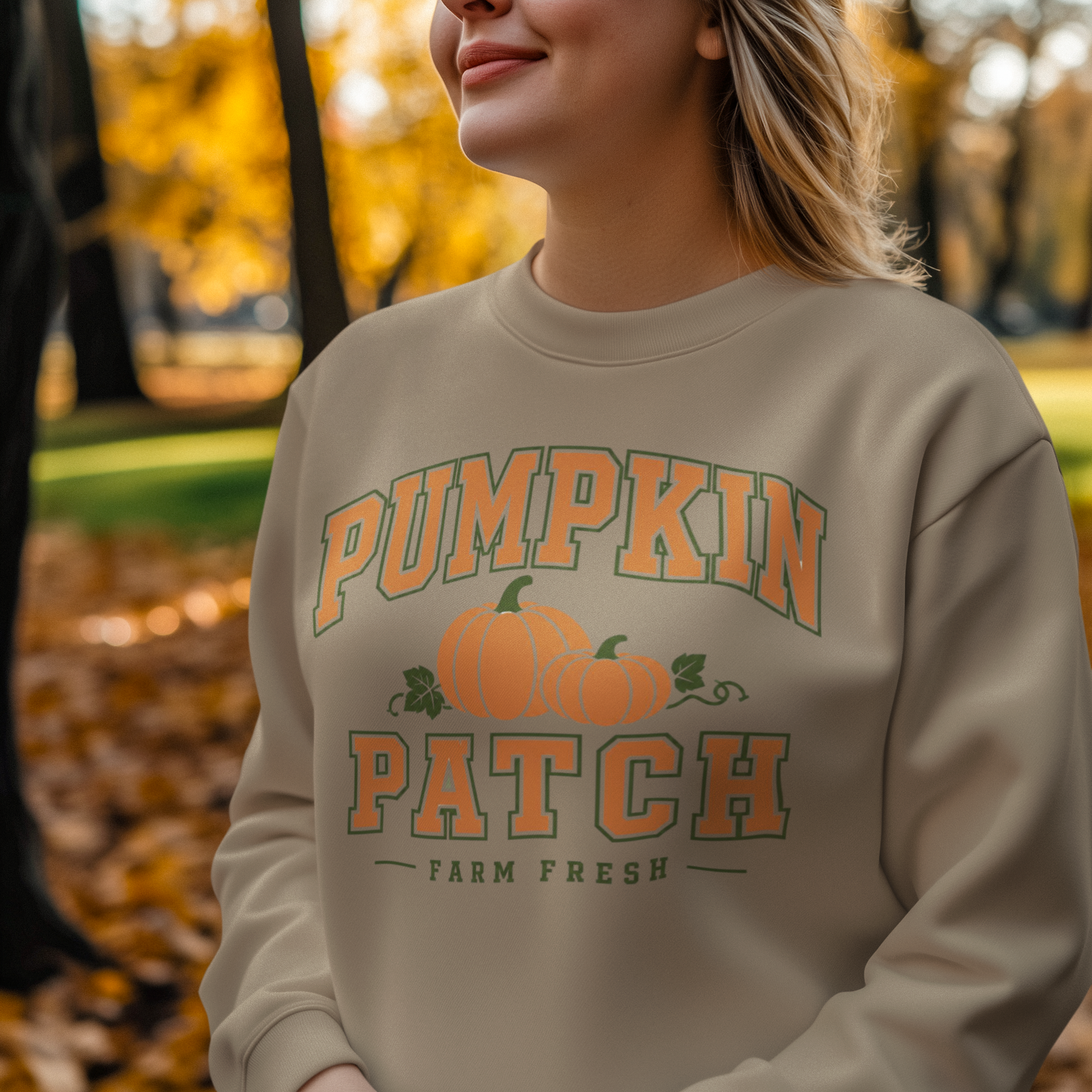 Pumpkin Patch Sweatshirt, Fall Crewneck, Farm Fresh Pumpkin Sweatshirt, Varsity Style Fall Shirt, Cozy Autumn Pullover