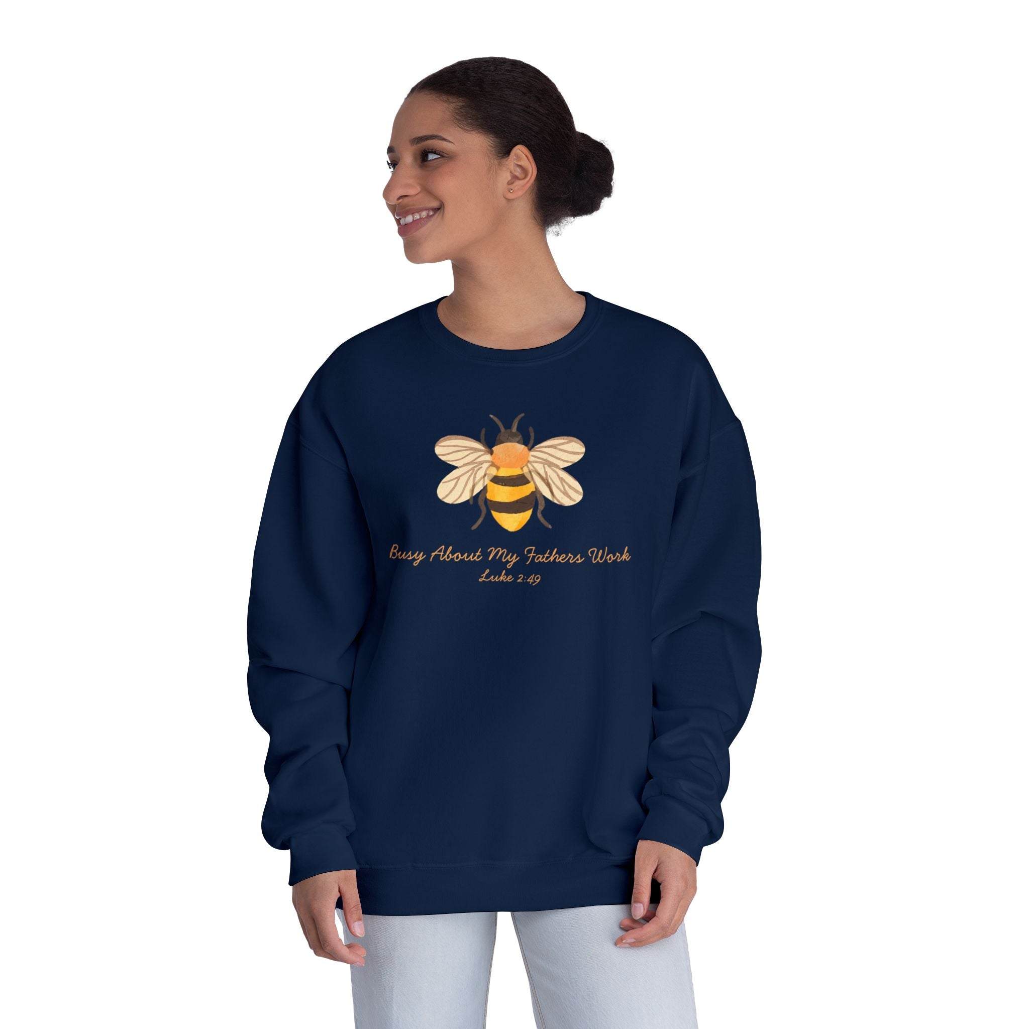 Busy About My Father’s Work Shirt, Christian Bee Sweatshirt, Luke 2:49 Faith Shirt, Christian Women’s Sweatshirt