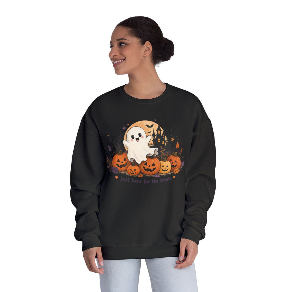 Just Here for the Treats Sweatshirt, Halloween Ghost Sweatshirt, Cute Halloween Shirt, Pumpkin Sweatshirt, Spooky Season Gift
