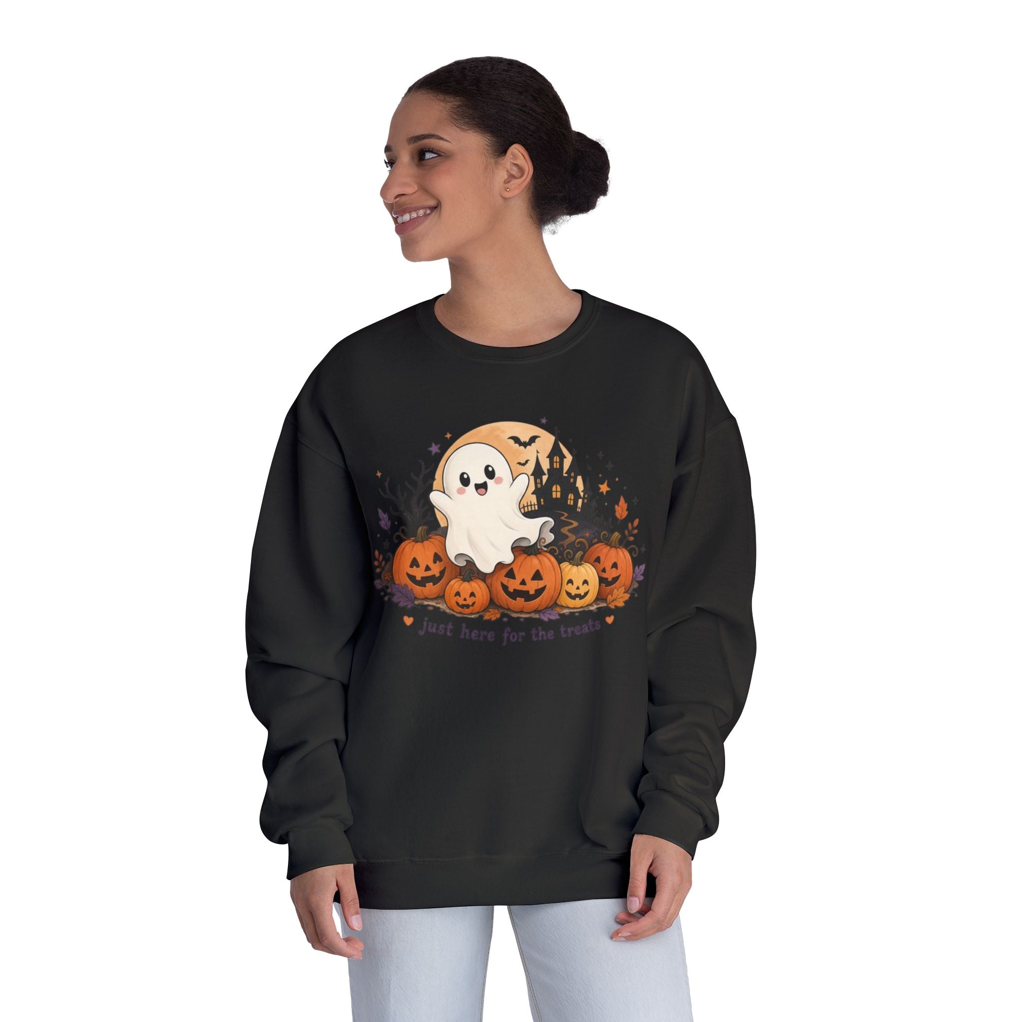 Just Here for the Treats Sweatshirt, Halloween Ghost Sweatshirt, Cute Halloween Shirt, Pumpkin Sweatshirt, Spooky Season Gift