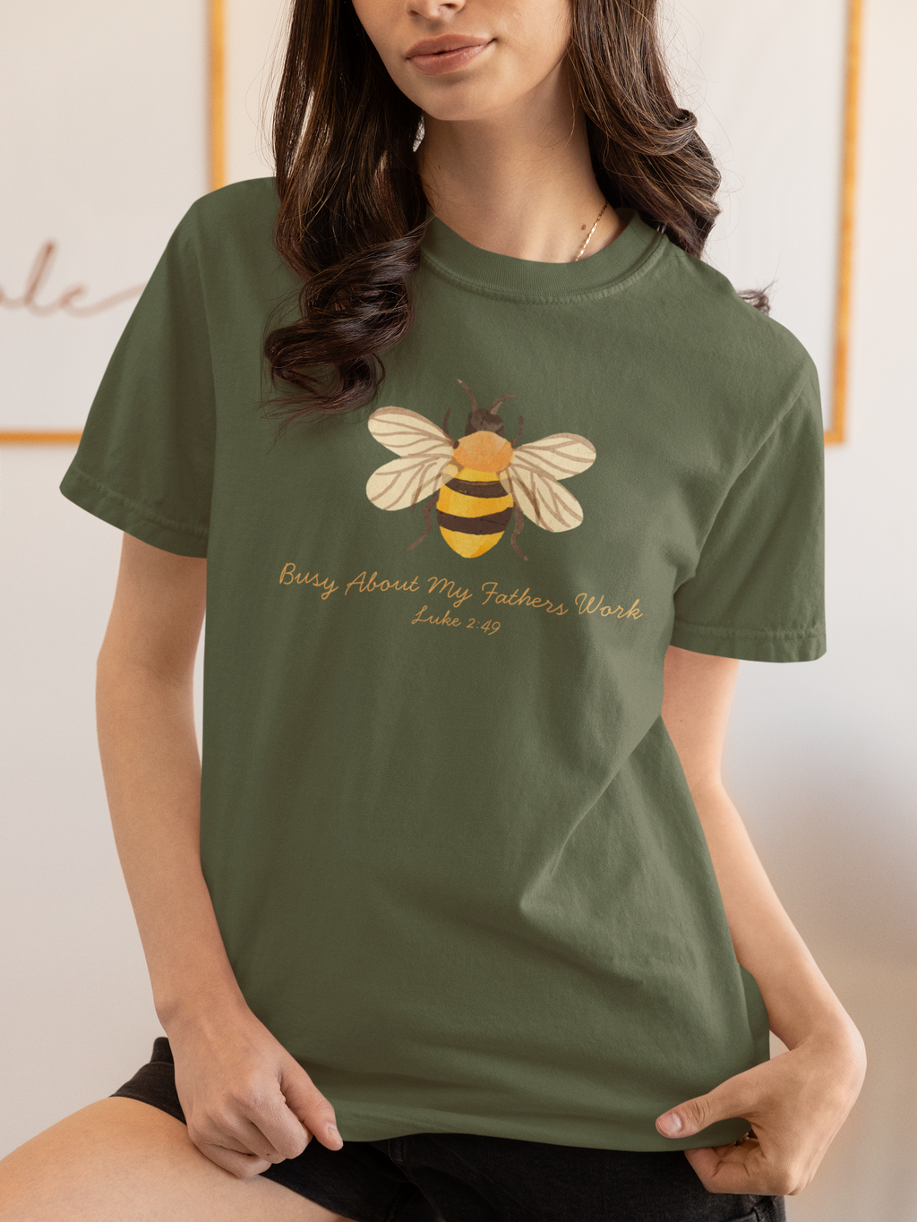 Busy About My Father’s Work Shirt, Christian Bee T-Shirt, Luke 2:49 Faith Shirt, Christian Women’s Tee
