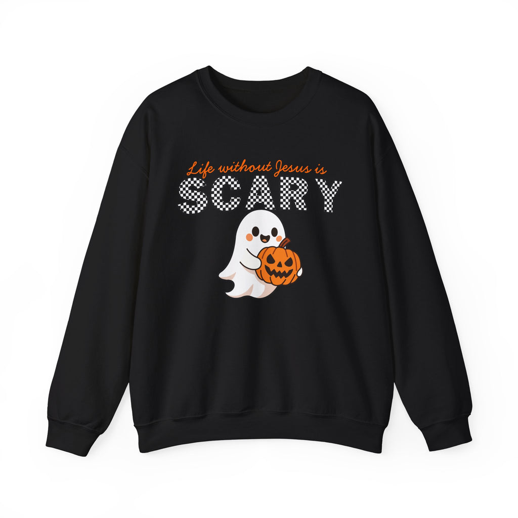 Christian Halloween Sweatshirt, Life Without Jesus Is Scary, Halloween Crewneck, Faith Based Fall Shirt