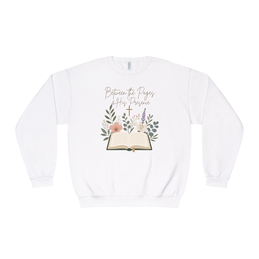 Between the Pages & His Presence Shirt, Christian Book Lover Sweatshirt, Bible Study Shirt, Faith Shirt for Women