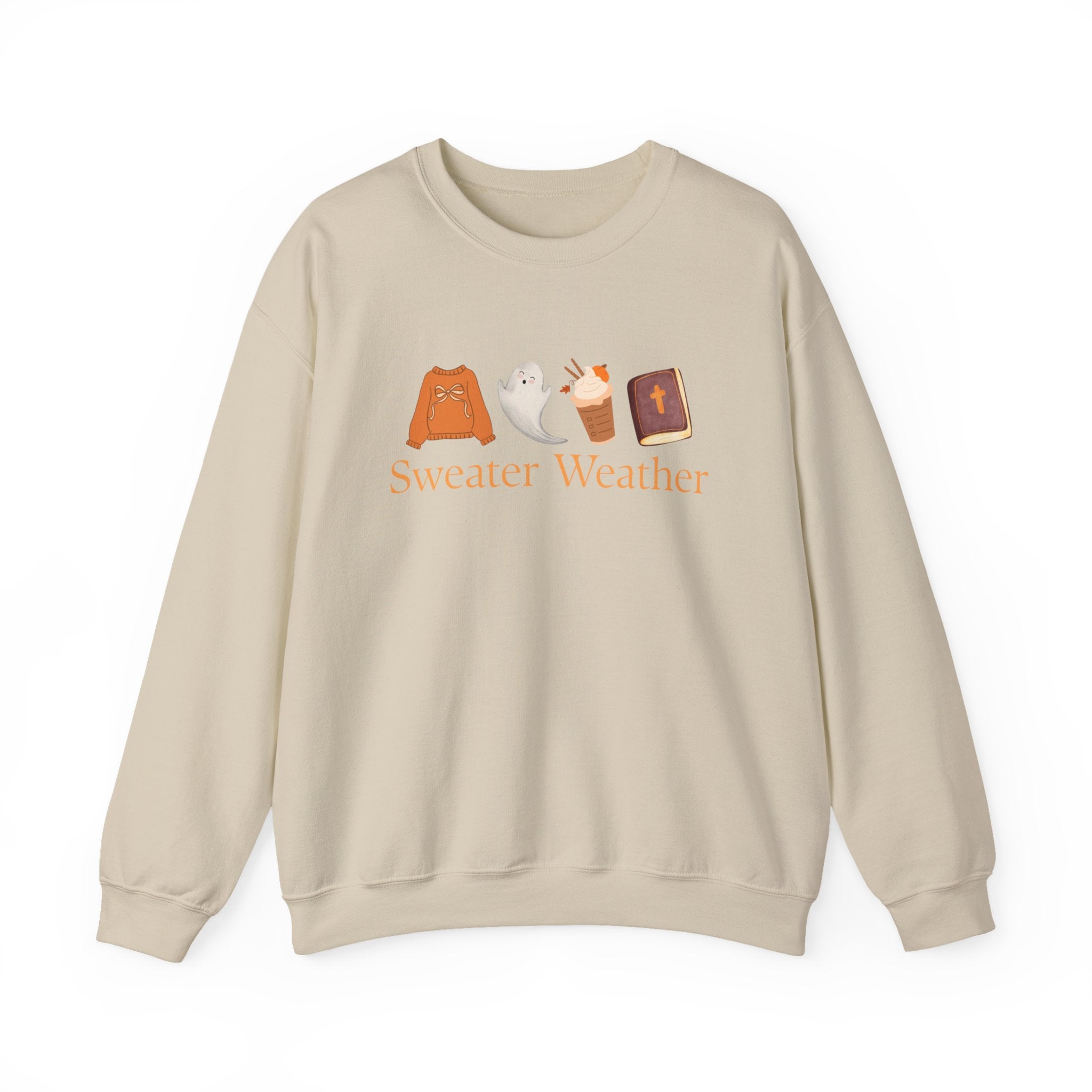 Sweater Weather Sweatshirt, Fall Ghost Sweatshirt, Cozy Autumn Crewneck, Cute Halloween Pullover, Fall Gift