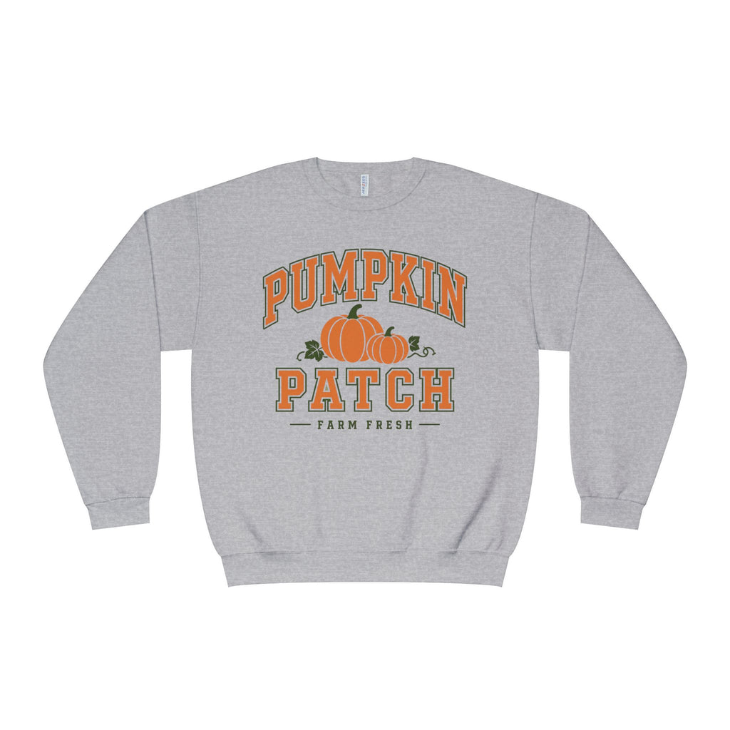 Pumpkin Patch Sweatshirt, Fall Crewneck, Farm Fresh Pumpkin Sweatshirt, Varsity Style Fall Shirt, Cozy Autumn Pullover