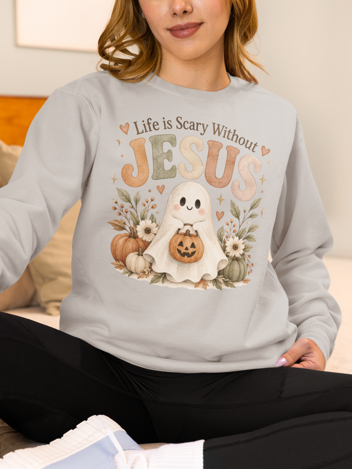 Christian Halloween Sweatshirt, Life Without Jesus Is Scary, Halloween Crewneck, Faith Based Fall Shirt