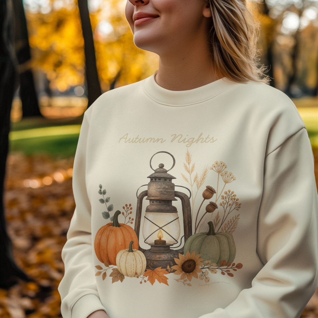 Autumn Nights Sweatshirt, Fall Sweatshirt, Cozy Fall Shirt, Pumpkin Sweatshirt, Autumn Graphic Sweatshirt, Fall Women’s Gift