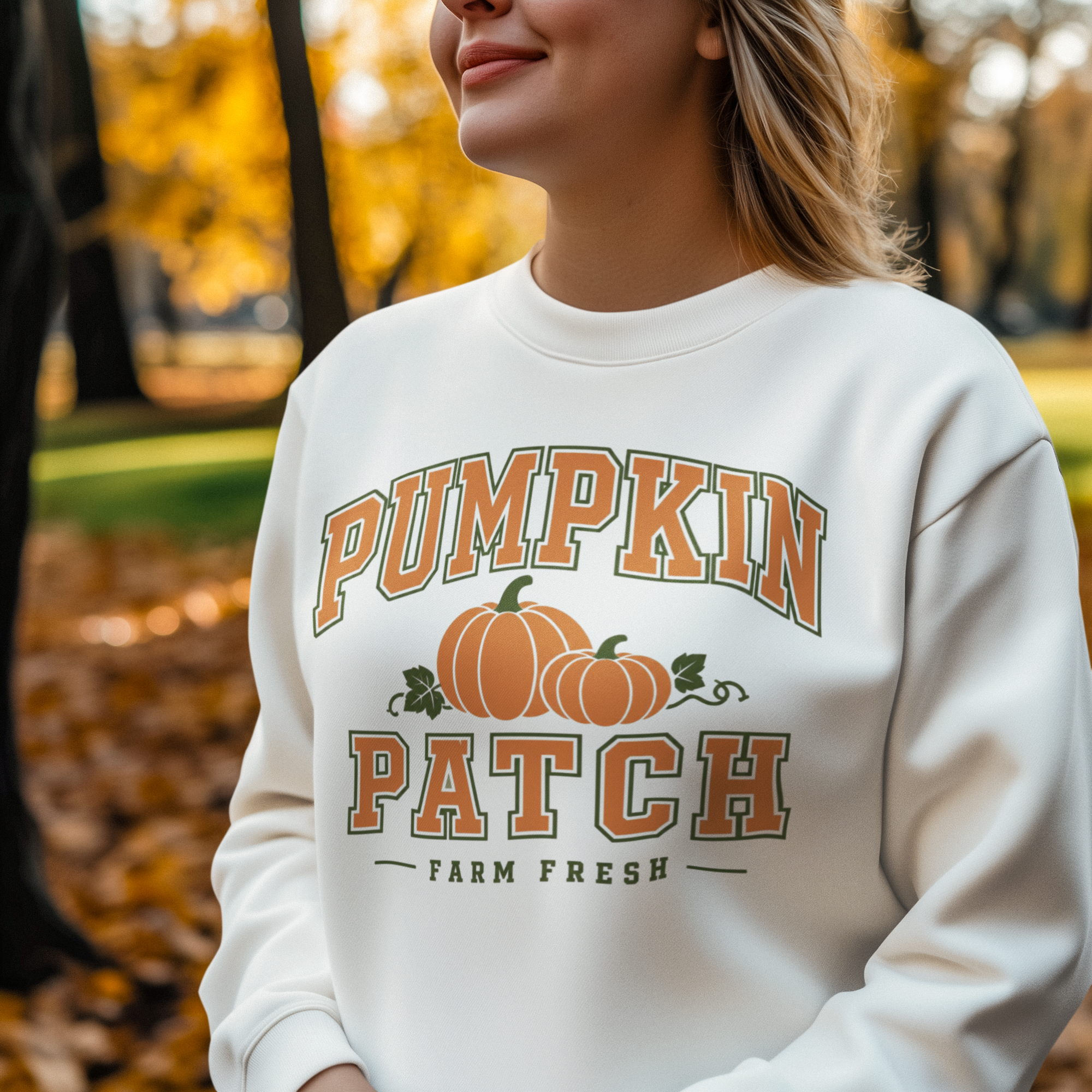 Pumpkin Patch Sweatshirt, Fall Crewneck, Farm Fresh Pumpkin Sweatshirt, Varsity Style Fall Shirt, Cozy Autumn Pullover