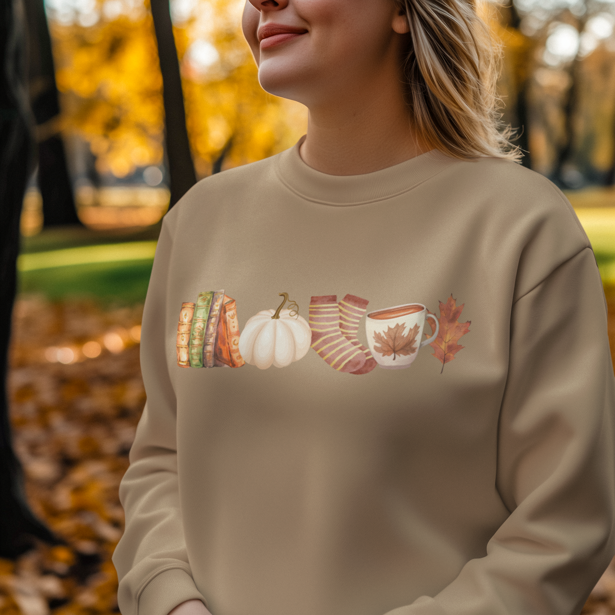 Fall Icons Sweatshirt, Cozy Autumn Crewneck, Pumpkin Coffee Sweatshirt, Fall Books Pullover, Cottagecore Fall Clothing