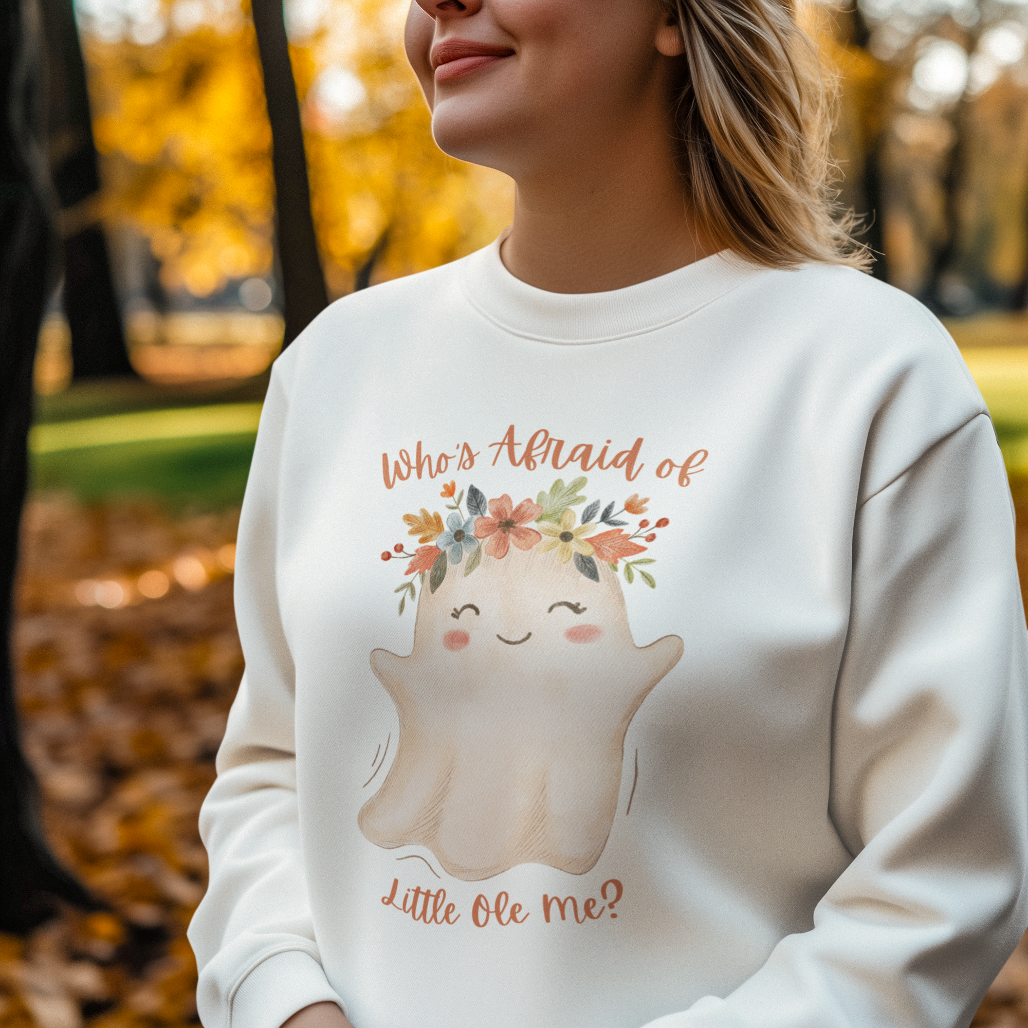 Who’s Afraid of a Little Ole Me Shirt, Cute Ghost Halloween Sweatshirt, Fall Halloween Graphic Sweatshirt, Women’s Spooky Shirt